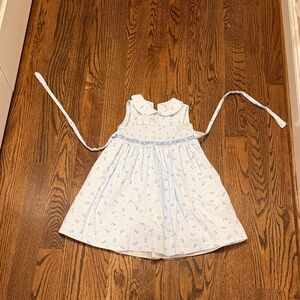 Light Blue Floral Peter Pan Collar Girls' Dress